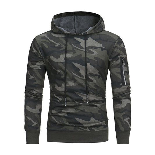 Wholesale Hot Selling Men Cotton Camouflage Color Printed Zipper Design Long Sleeves Hoodies