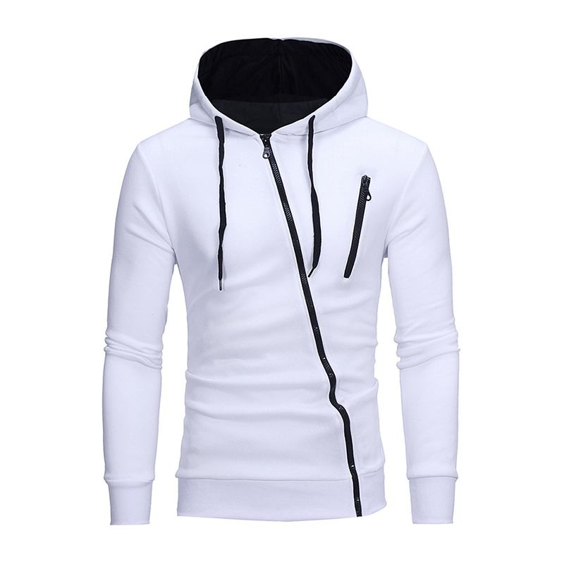 Wholesale Personality Design Men Cotton Solid Color Long Sleeves Thick Warm Outwear Zipper Hoodie