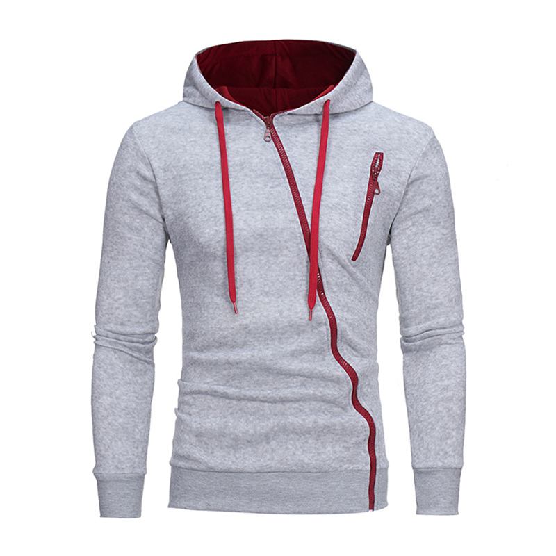 Wholesale Personality Design Men Cotton Solid Color Long Sleeves Thick Warm Outwear Zipper Hoodie