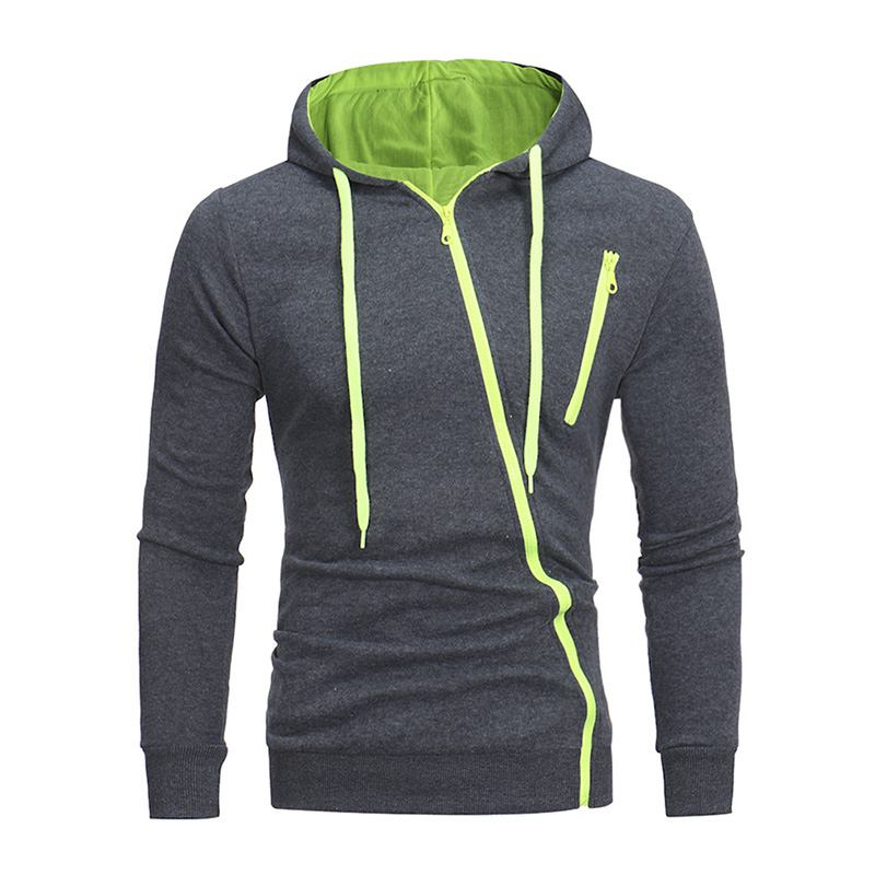 Wholesale Personality Design Men Cotton Solid Color Long Sleeves Thick Warm Outwear Zipper Hoodie