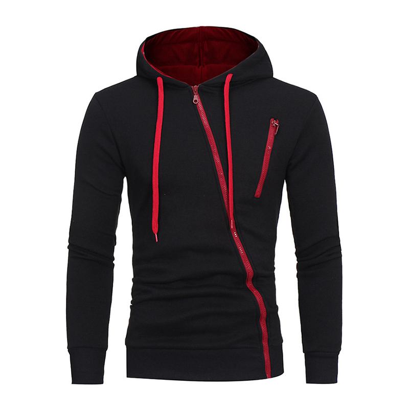 Wholesale Personality Design Men Cotton Solid Color Long Sleeves Thick Warm Outwear Zipper Hoodie