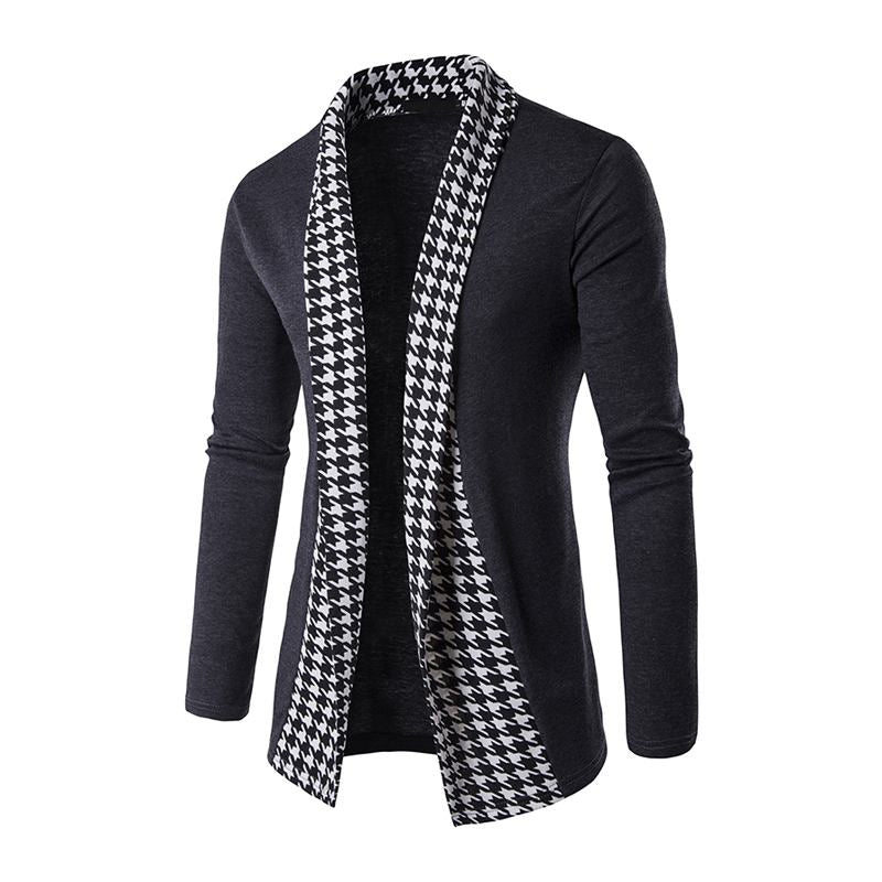 Wholesale Simple Style Men Patchwork Printed Long Sleeves V Neck Knitted Cardigan