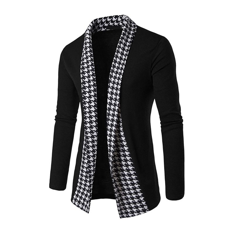 Wholesale Simple Style Men Patchwork Printed Long Sleeves V Neck Knitted Cardigan