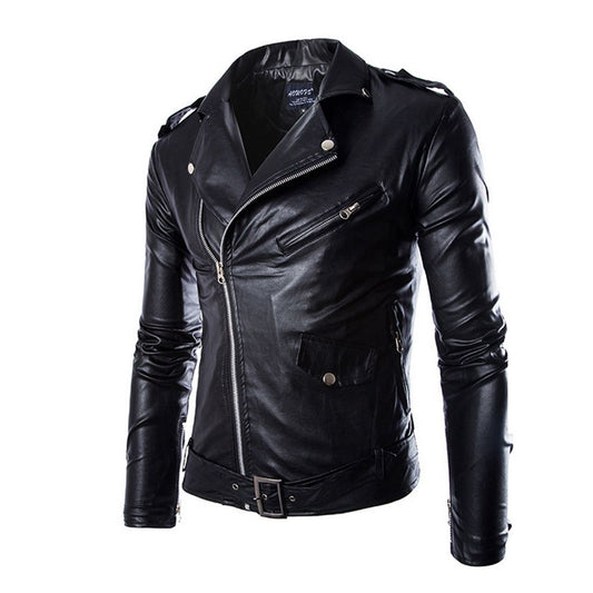 Wholesale Men Multi-zipper Long Sleeves Faux Leather Coats