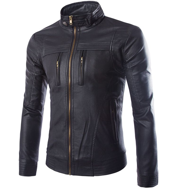 Wholesale Men Slim Fit Long Sleeves Motorcycle Biker Leather Jacket