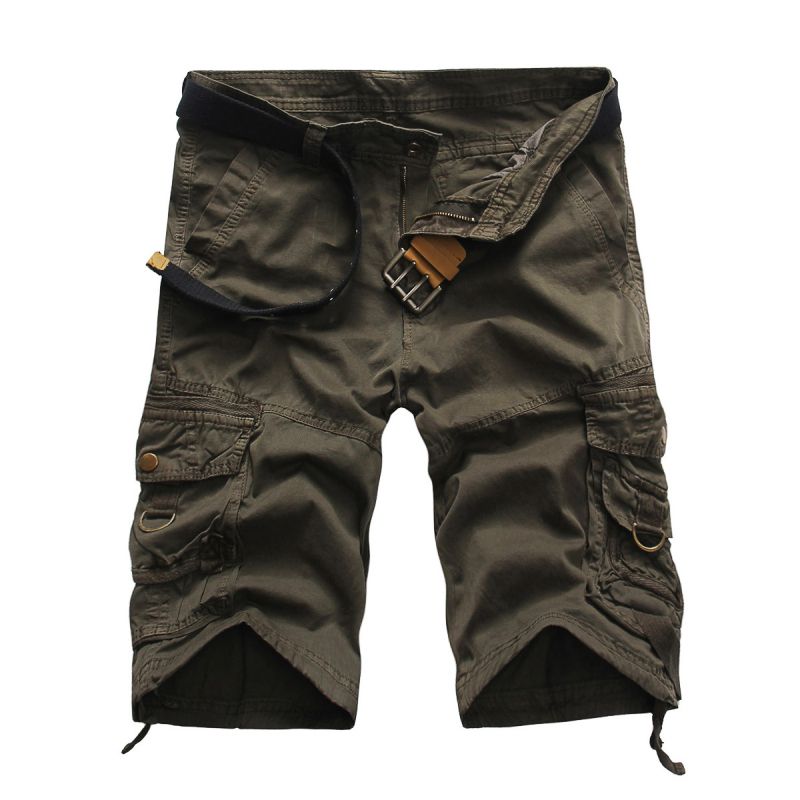 Wholesale Men Solid Color Casual Shorts Without Belt