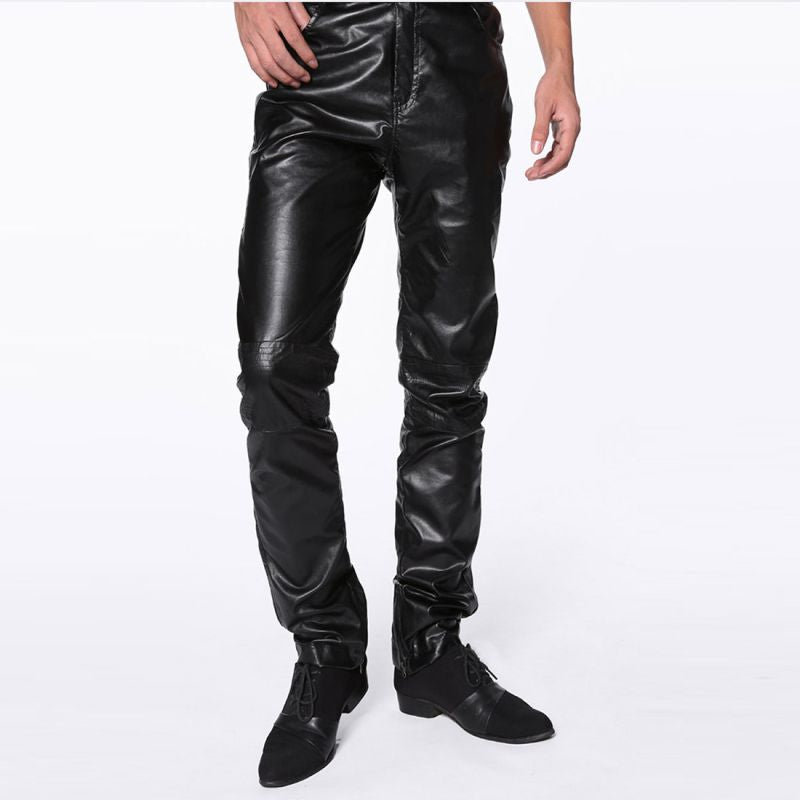 Wholesale Men Fashion Black PU Black Pants