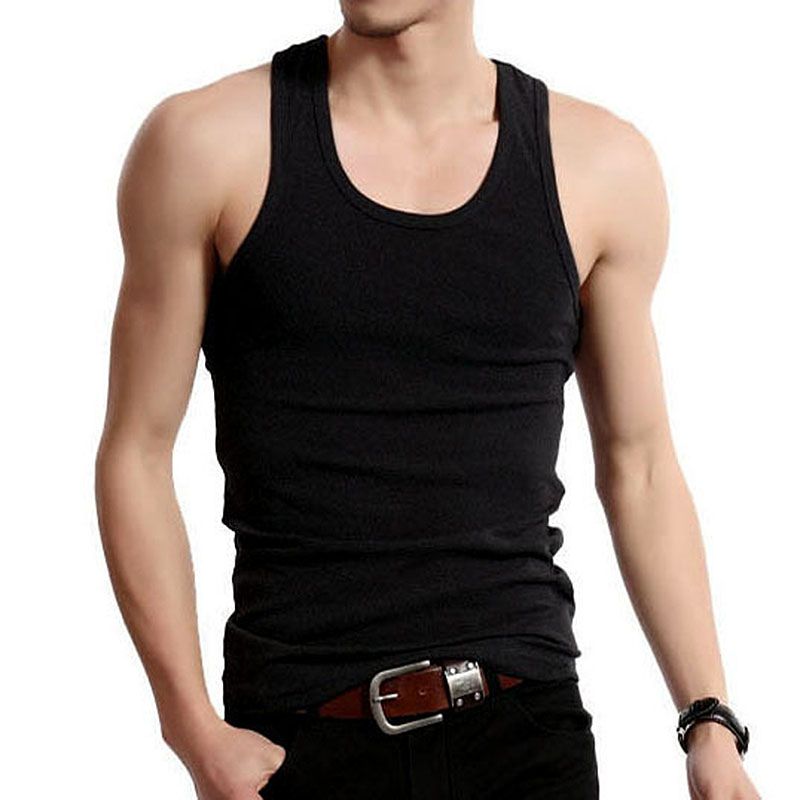 Wholesale Men Plain O Neck H Type Sports Tanks