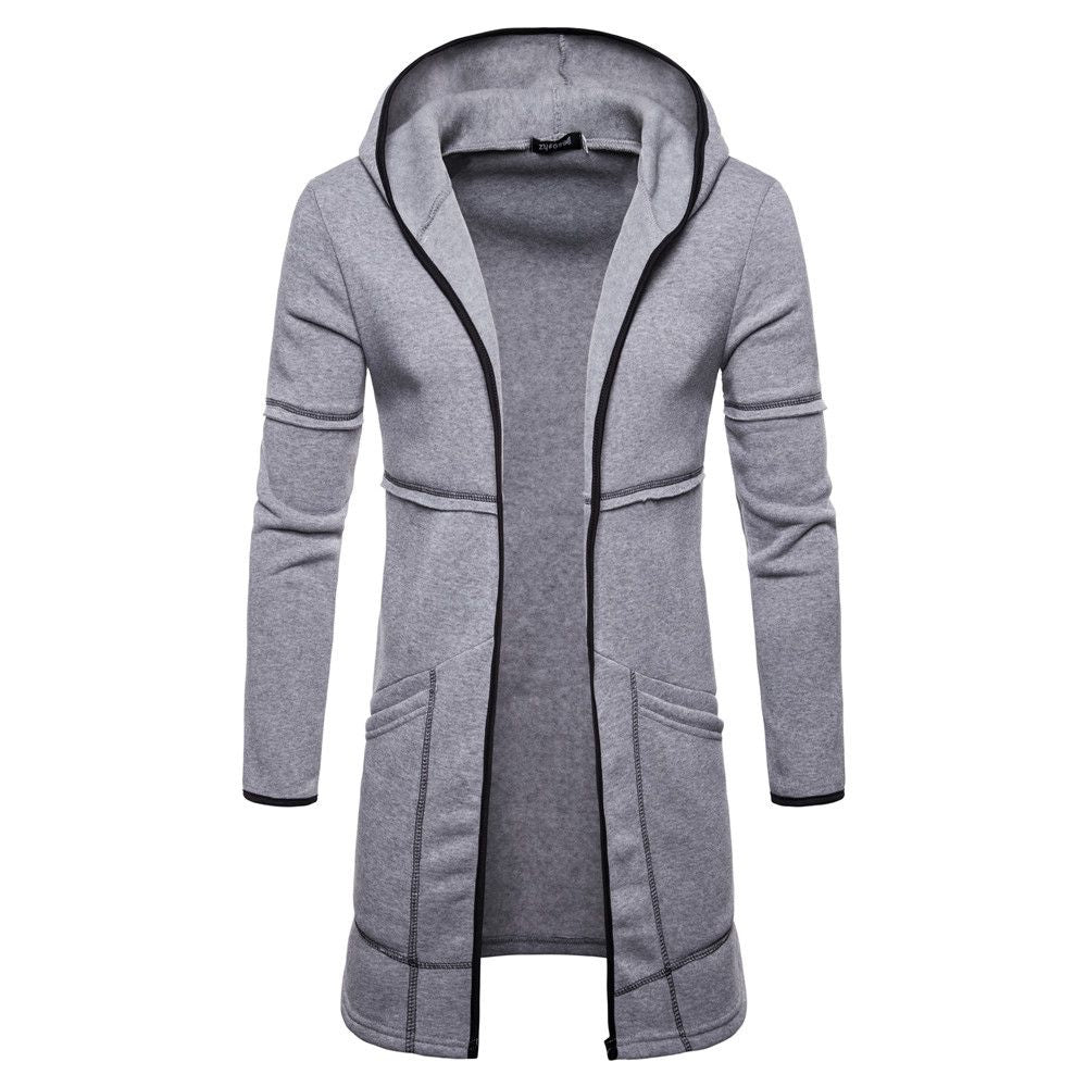 Wholesale Men Solid Color Long Sleeves Hooded Coat