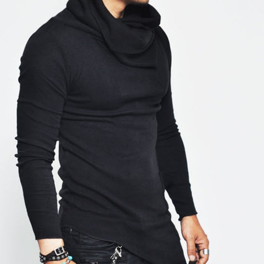 Wholesale M-4XL Men Heap Collar Irregular Hem Casual Sweashirt