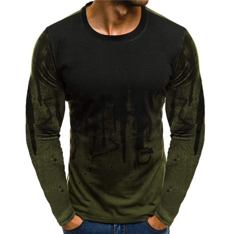 Wholesale M-3XL Men Gradient Color Round Collar Long-sleeve T-shirt