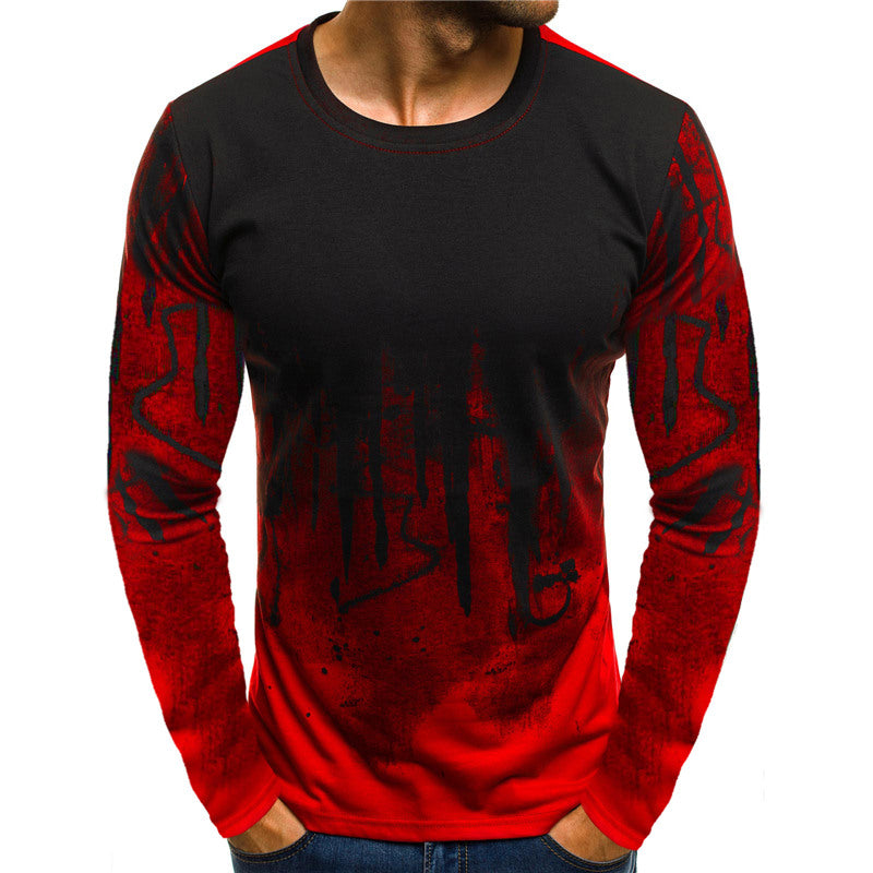 Wholesale M-3XL Men Gradient Color Round Collar Long-sleeve T-shirt