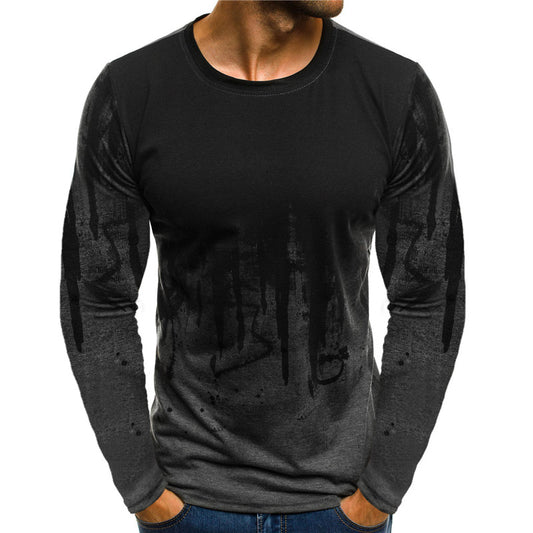 Wholesale M-3XL Men Gradient Color Round Collar Long-sleeve T-shirt