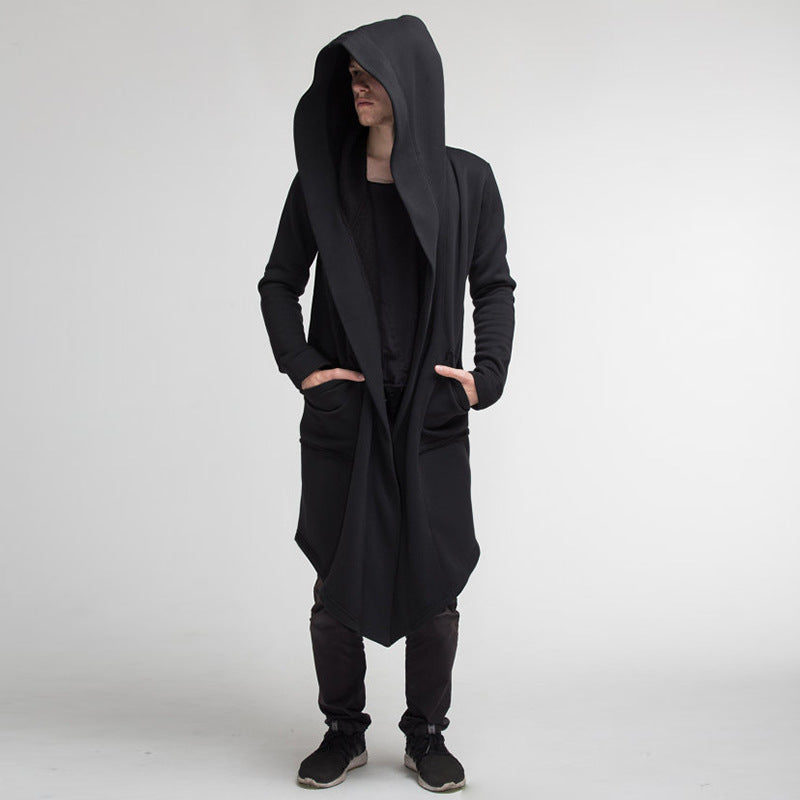 Wholesale S-3XL Men Fashion Solid Color Long-sleeve Hooded Coat