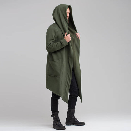 Wholesale S-3XL Men Fashion Solid Color Long-sleeve Hooded Coat