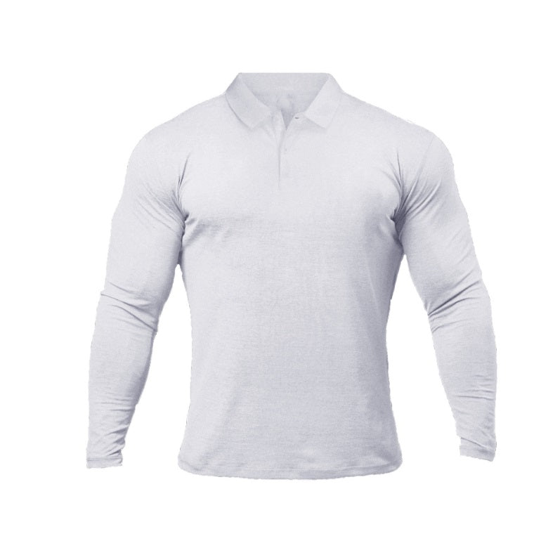 Wholesale M-3XL Men Solid Color Long-sleeve Quick-dry Sports Polo Shirt