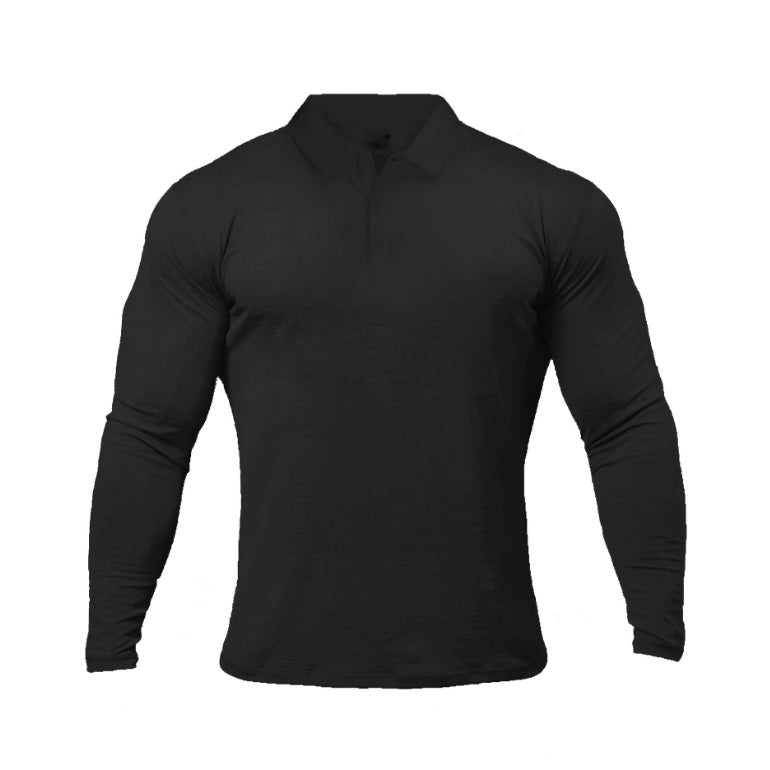 Wholesale M-3XL Men Solid Color Long-sleeve Quick-dry Sports Polo Shirt