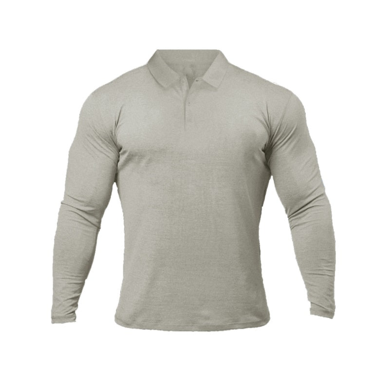 Wholesale M-3XL Men Solid Color Long-sleeve Quick-dry Sports Polo Shirt