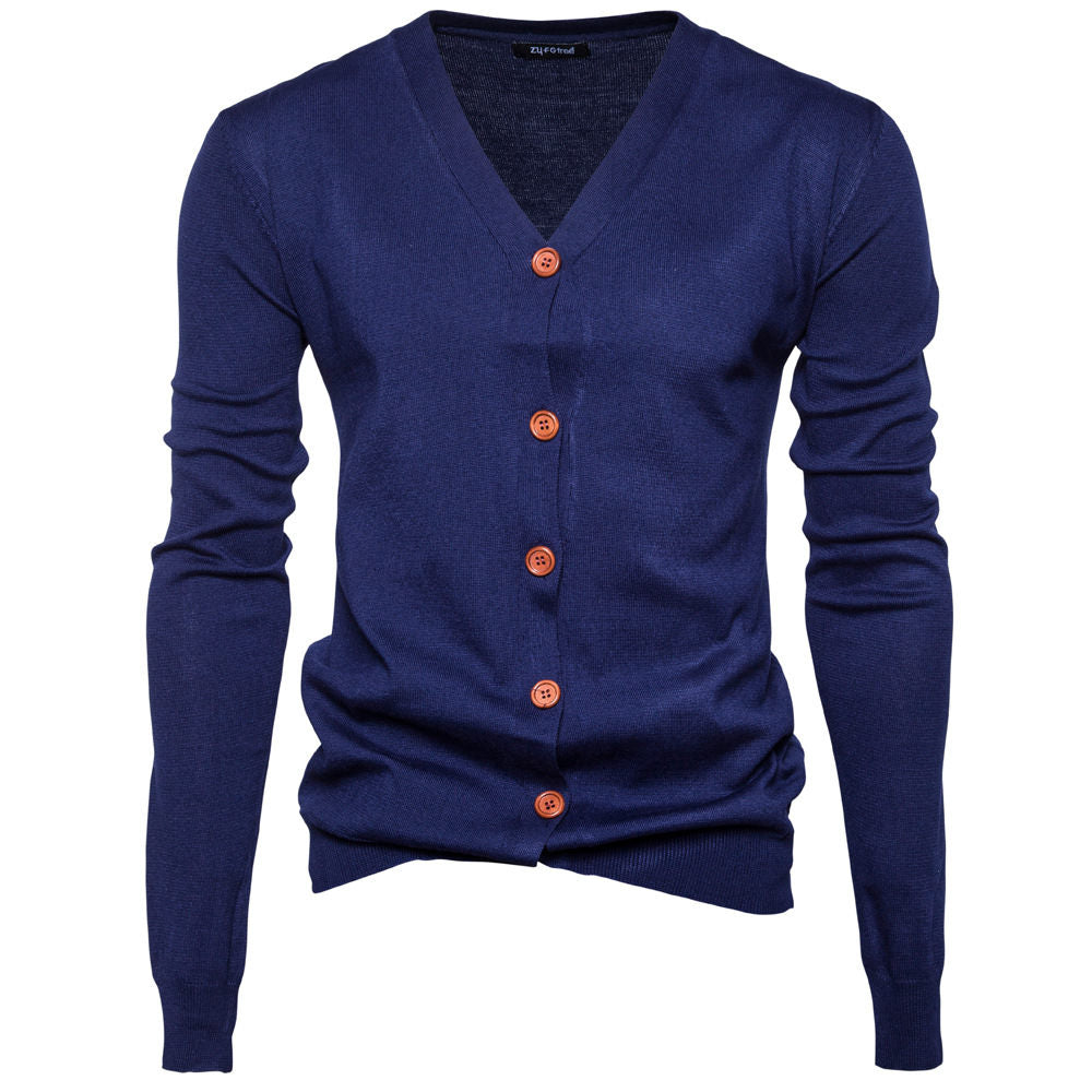 Wholesale M-XXL Men Casual Solid Color Long-sleeve Knitted Cardigan