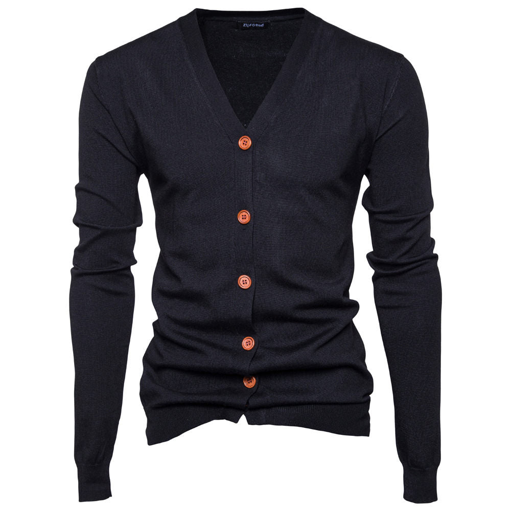 Wholesale M-XXL Men Casual Solid Color Long-sleeve Knitted Cardigan