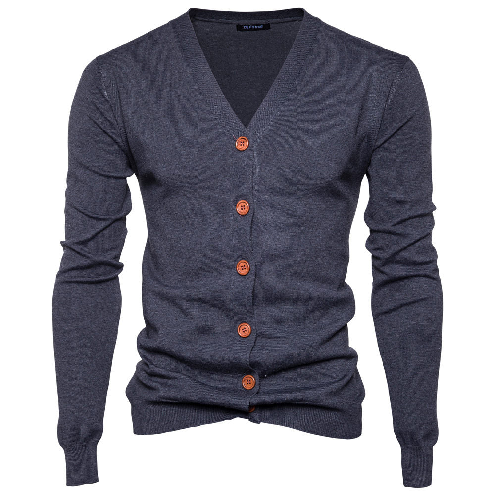 Wholesale M-XXL Men Casual Solid Color Long-sleeve Knitted Cardigan