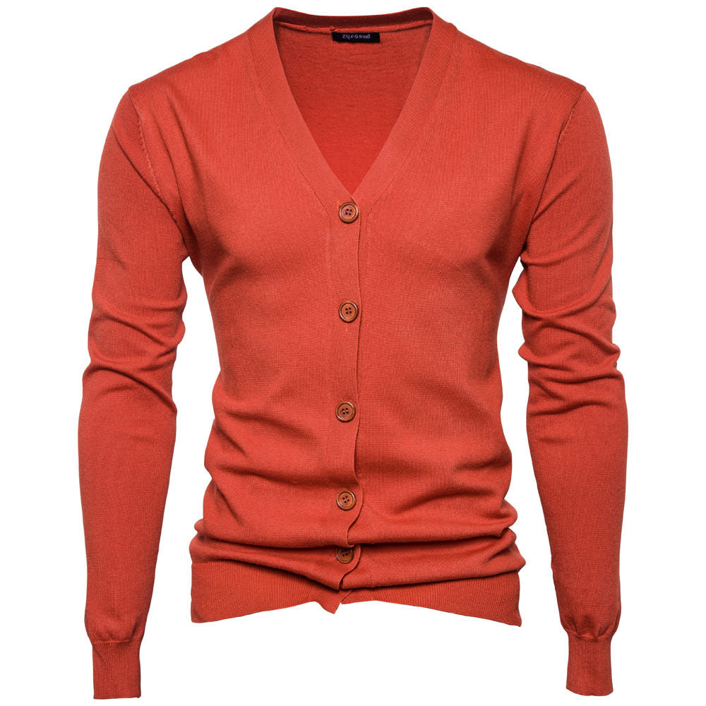 Wholesale M-XXL Men Casual Solid Color Long-sleeve Knitted Cardigan