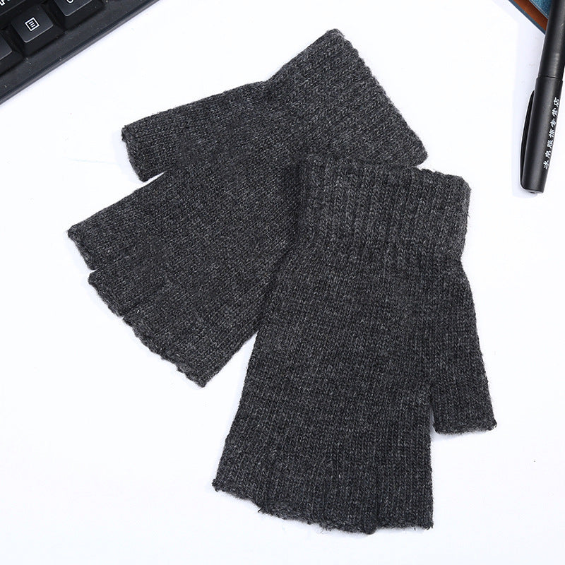 Wholesale Men Winter Warm Fingerless Knit Gloves