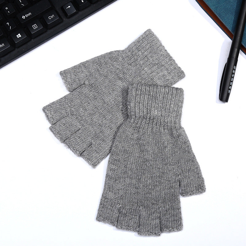 Wholesale Men Winter Warm Fingerless Knit Gloves