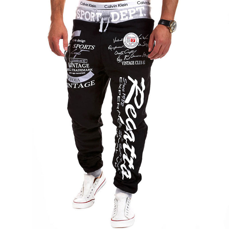 Wholesale M-3XL Unique Letter Print Drawstring Sports Pants