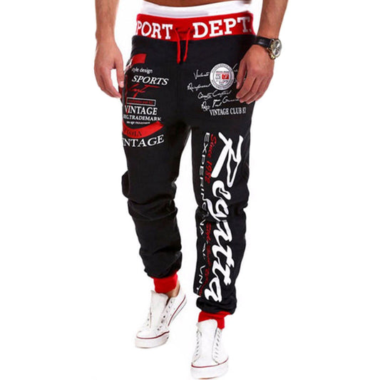 Wholesale M-3XL Unique Letter Print Drawstring Sports Pants