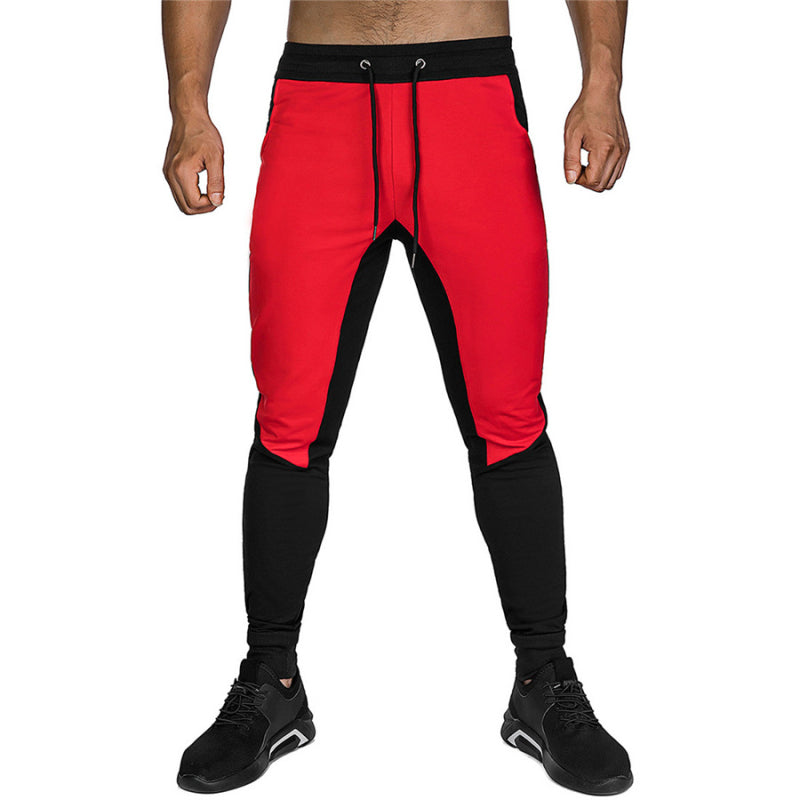 Wholesale M-2XL Contrast Color Men Drawstring Sports Jogger Pants