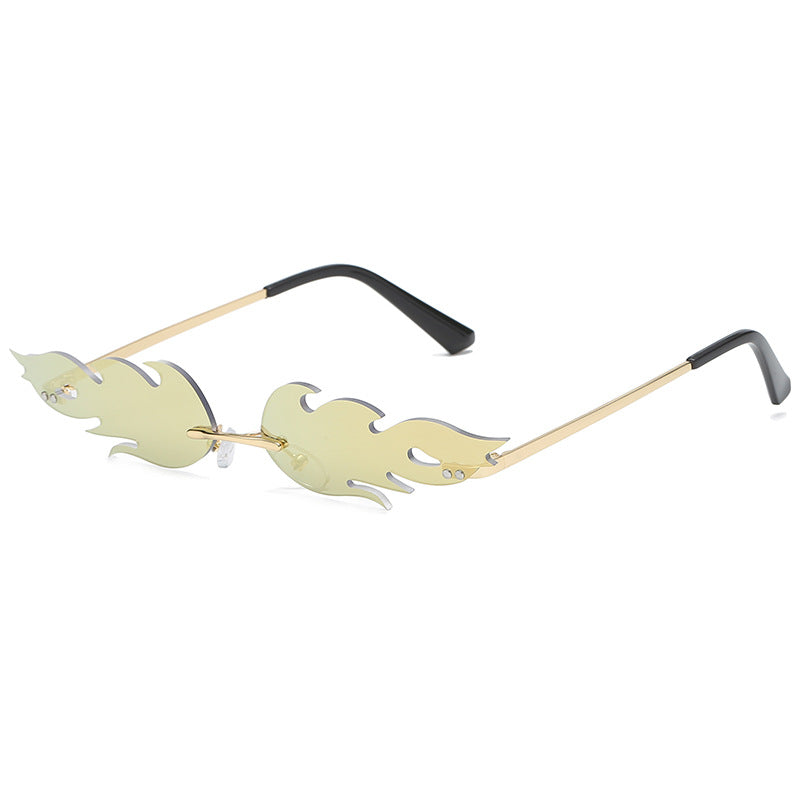 Wholesale Fashion Fire-shape Design Women Men Rimless Sunglasses