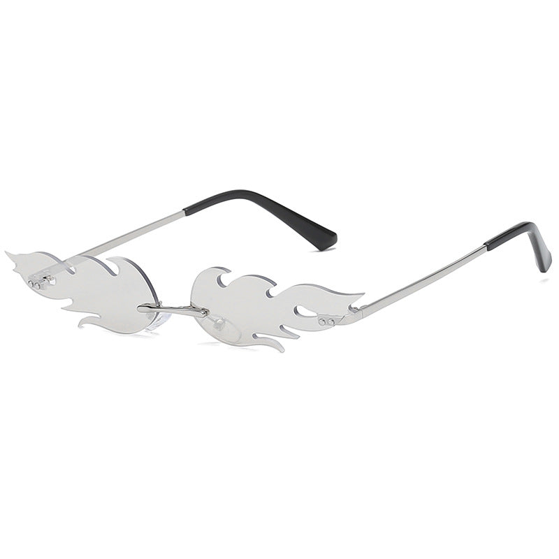 Wholesale Fashion Fire-shape Design Women Men Rimless Sunglasses