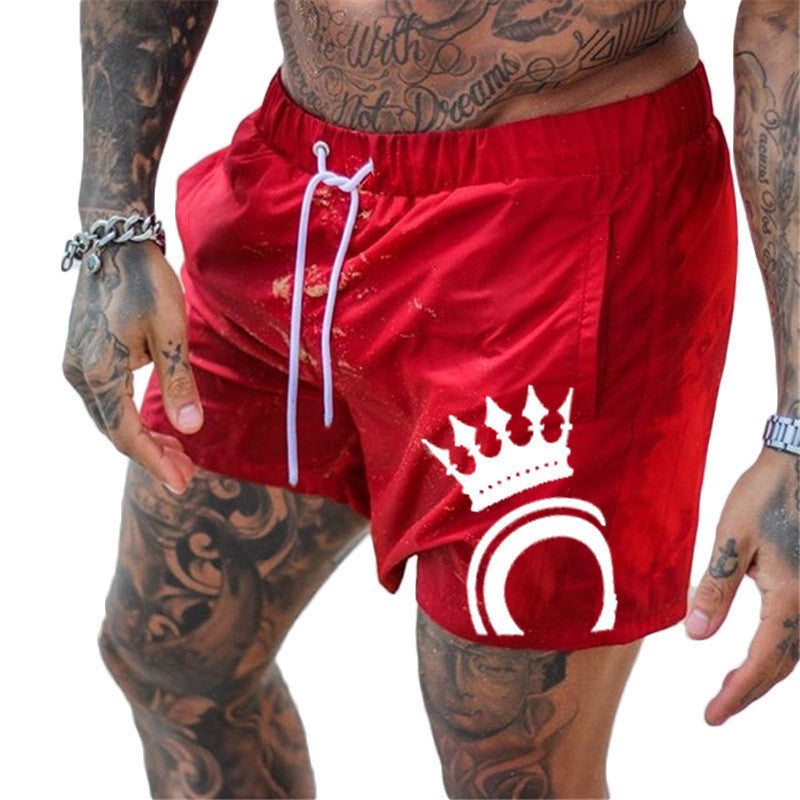 Wholesale M-3XL Men Crown Print Lace-up Fitness Sports Shorts