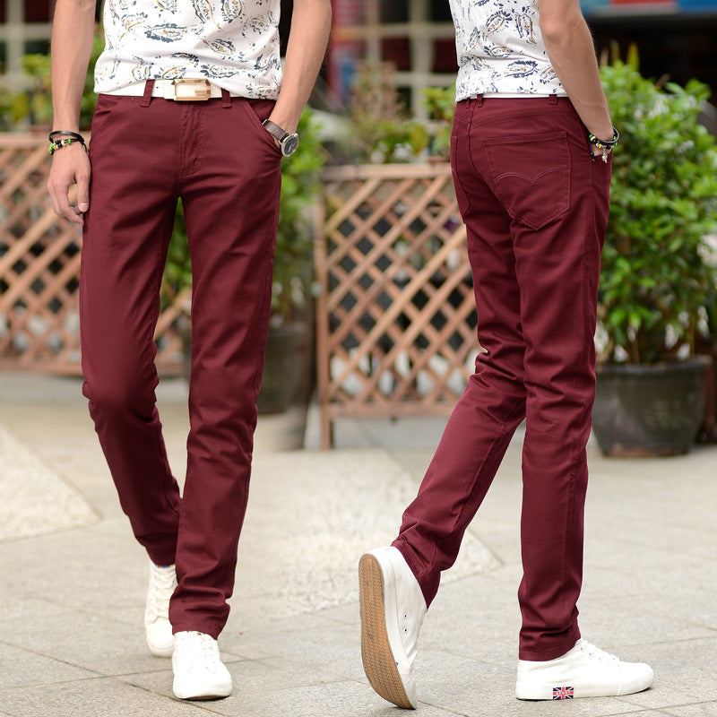 Wholesale XXS-3XL Men Solid Color Slim Fit Straight Pants