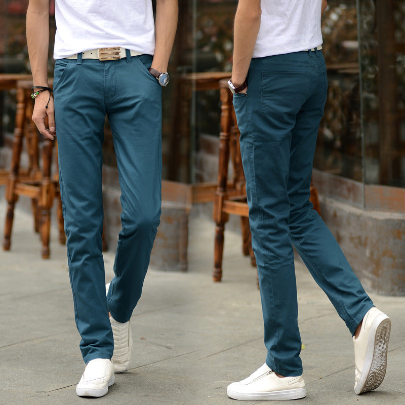 Wholesale XXS-3XL Men Solid Color Slim Fit Straight Pants