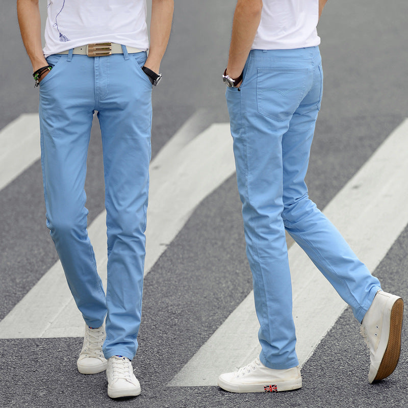 Wholesale XXS-3XL Men Solid Color Slim Fit Straight Pants