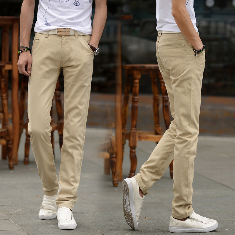 Wholesale XXS-3XL Men Solid Color Slim Fit Straight Pants