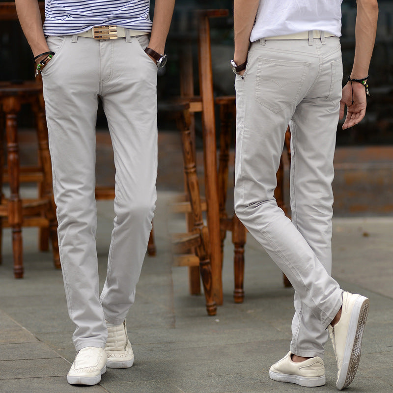 Wholesale XXS-3XL Men Solid Color Slim Fit Straight Pants