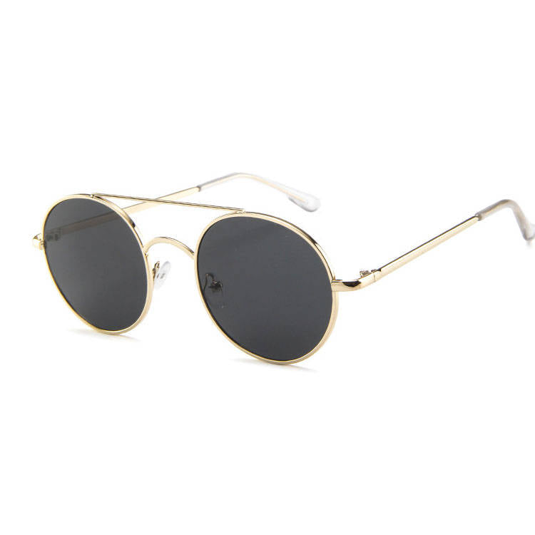 Wholesale Men Women Fashion Retro Round Frame Double Bridge Sunglasses