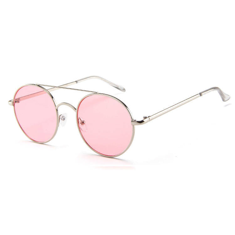 Wholesale Men Women Fashion Retro Round Frame Double Bridge Sunglasses