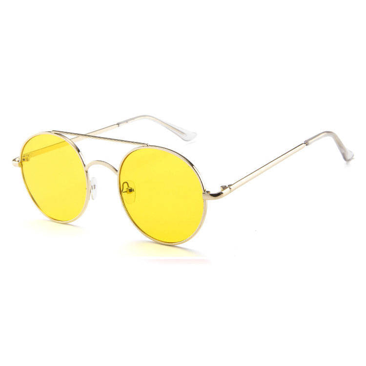 Wholesale Men Women Fashion Retro Round Frame Double Bridge Sunglasses