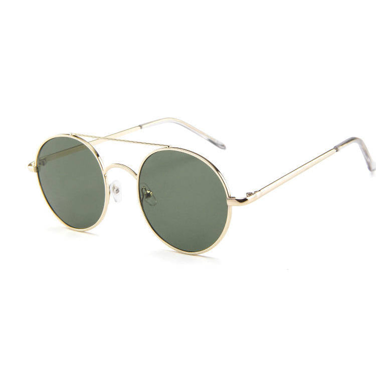 Wholesale Men Women Fashion Retro Round Frame Double Bridge Sunglasses