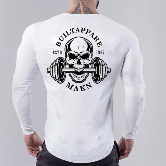 Wholesale M-3XL Men Slim Skull Print Round Neckline Long-sleeve Tee