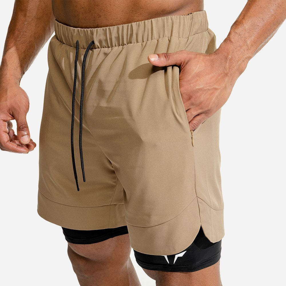 Wholesale M-XXL Men Double Layer Casual Elastic Sports Shorts