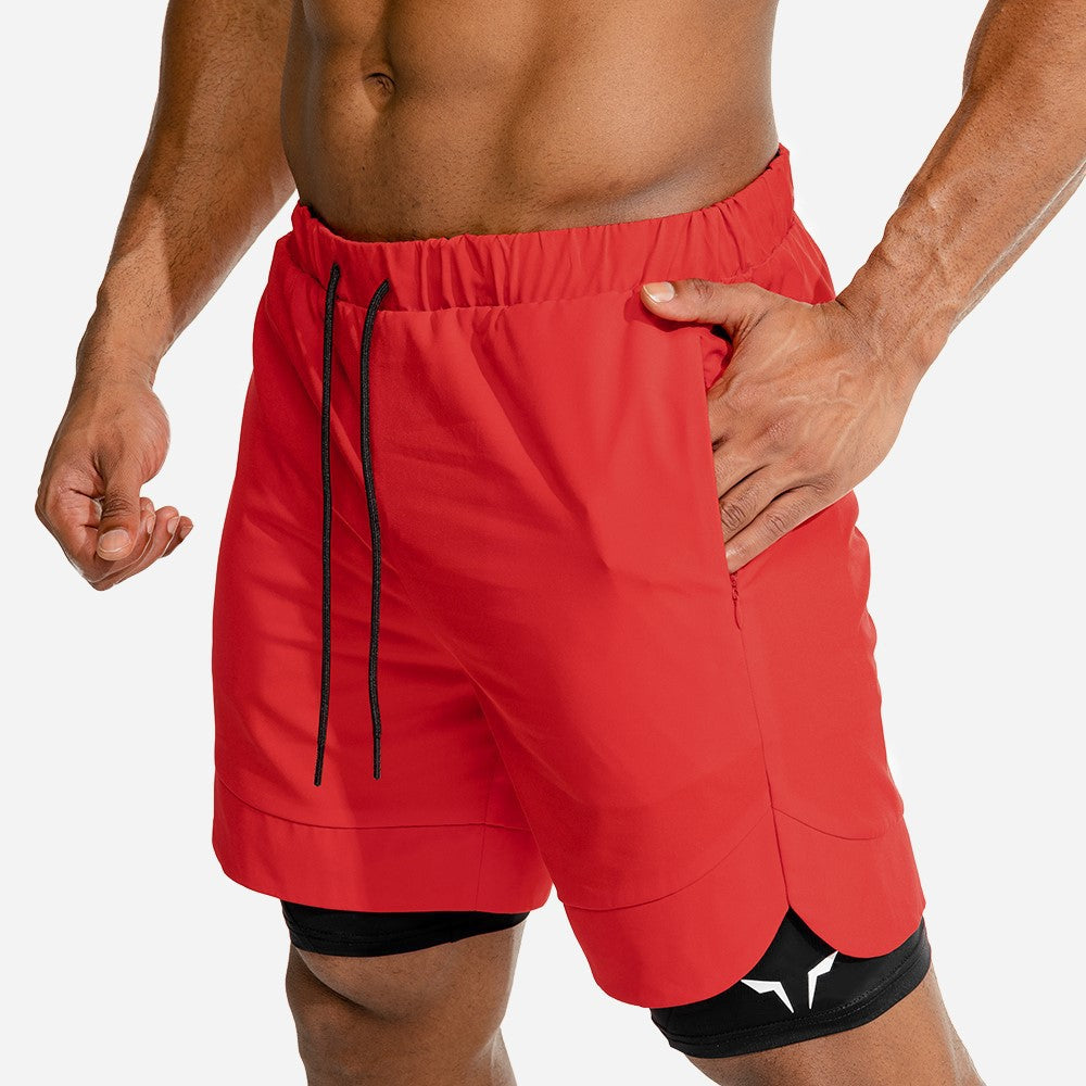 Wholesale M-XXL Men Double Layer Casual Elastic Sports Shorts