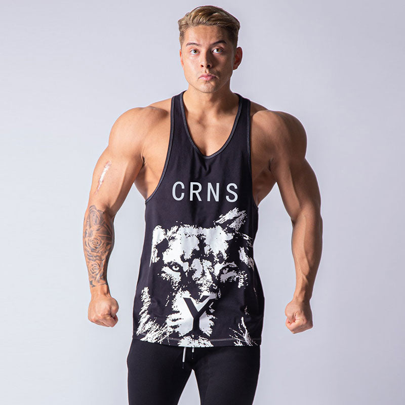 Wholesale M-XXL Men Letter Animal Print Sleeveless Loose Tank Top