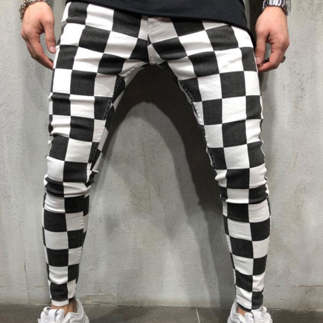 Wholesale S-XXL Men Fashion Stripe Plaid Pattern Casual Pants