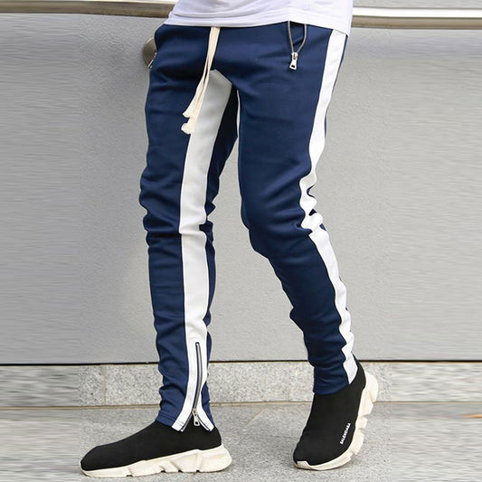 Wholesale M-XXL Men Fashion Contrast Color Zipper Patchwork Sports Pants