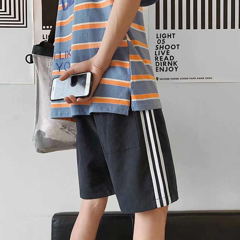 Wholesale M-XXL Men Casual Striped Drawstring Sports Shorts